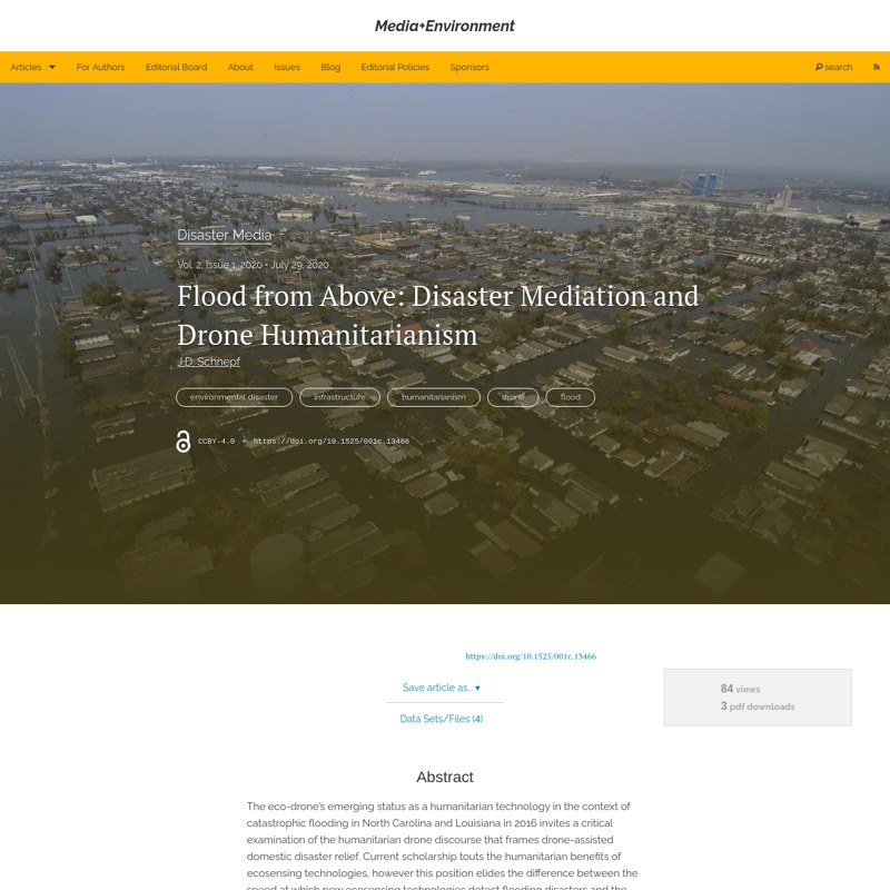 Flood from Above: Disaster Mediation and Drone Humanitarianism | Published in Media+Environment