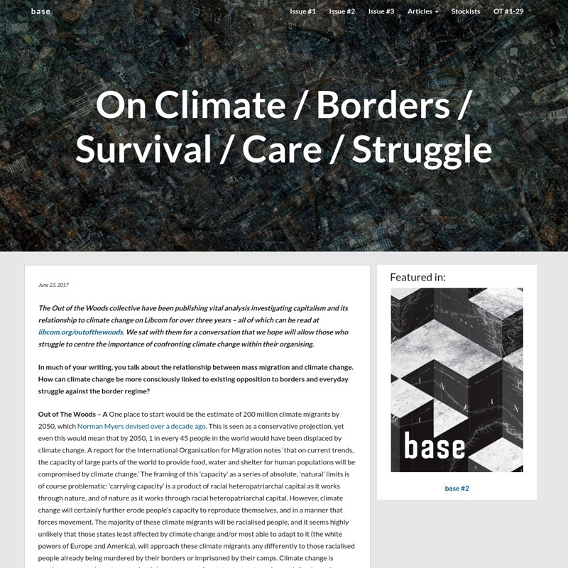 On Climate / Borders / Survival / Care / Struggle